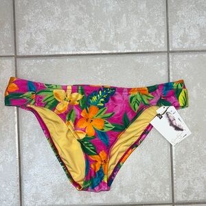 Jessica Simpson bikini bottoms, hot pink, tropical design, Sz. Med. NWT